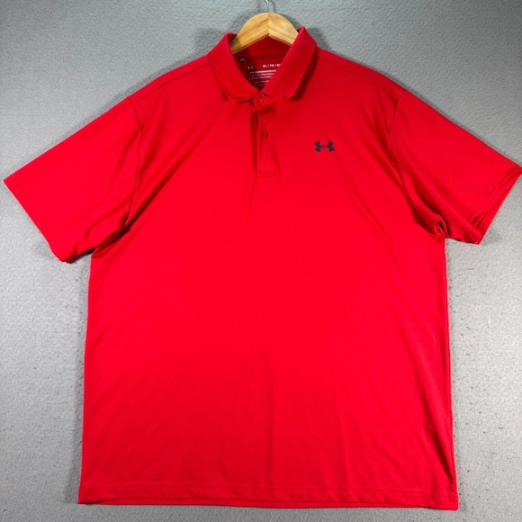 Under Armour Performance Polo Shirt Mens‎ XL Loose Red Golf Active Comfort Logo - Picture 1 of 15